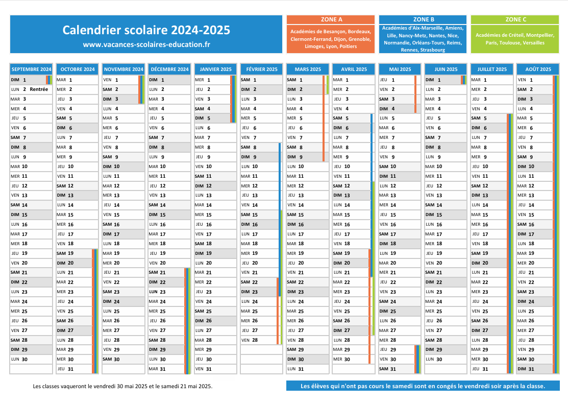 Vacances scolaires 24 25